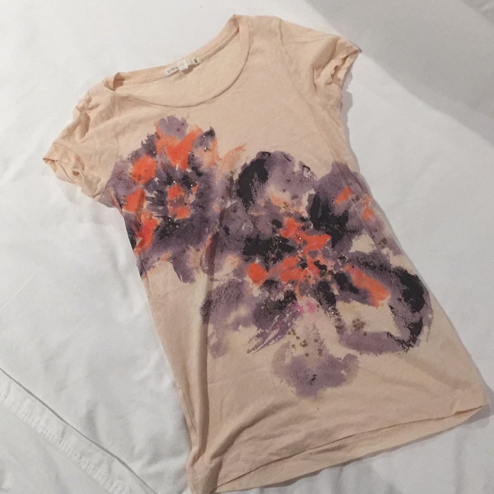 J Crew light pink Embellished t-shirt